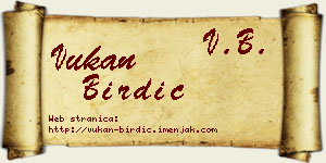 Vukan Birdić vizit kartica